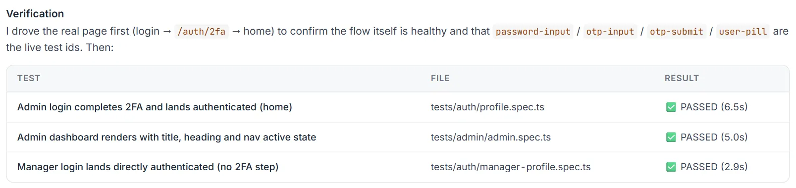 A table in an AI reply — framed, with a shaded header row