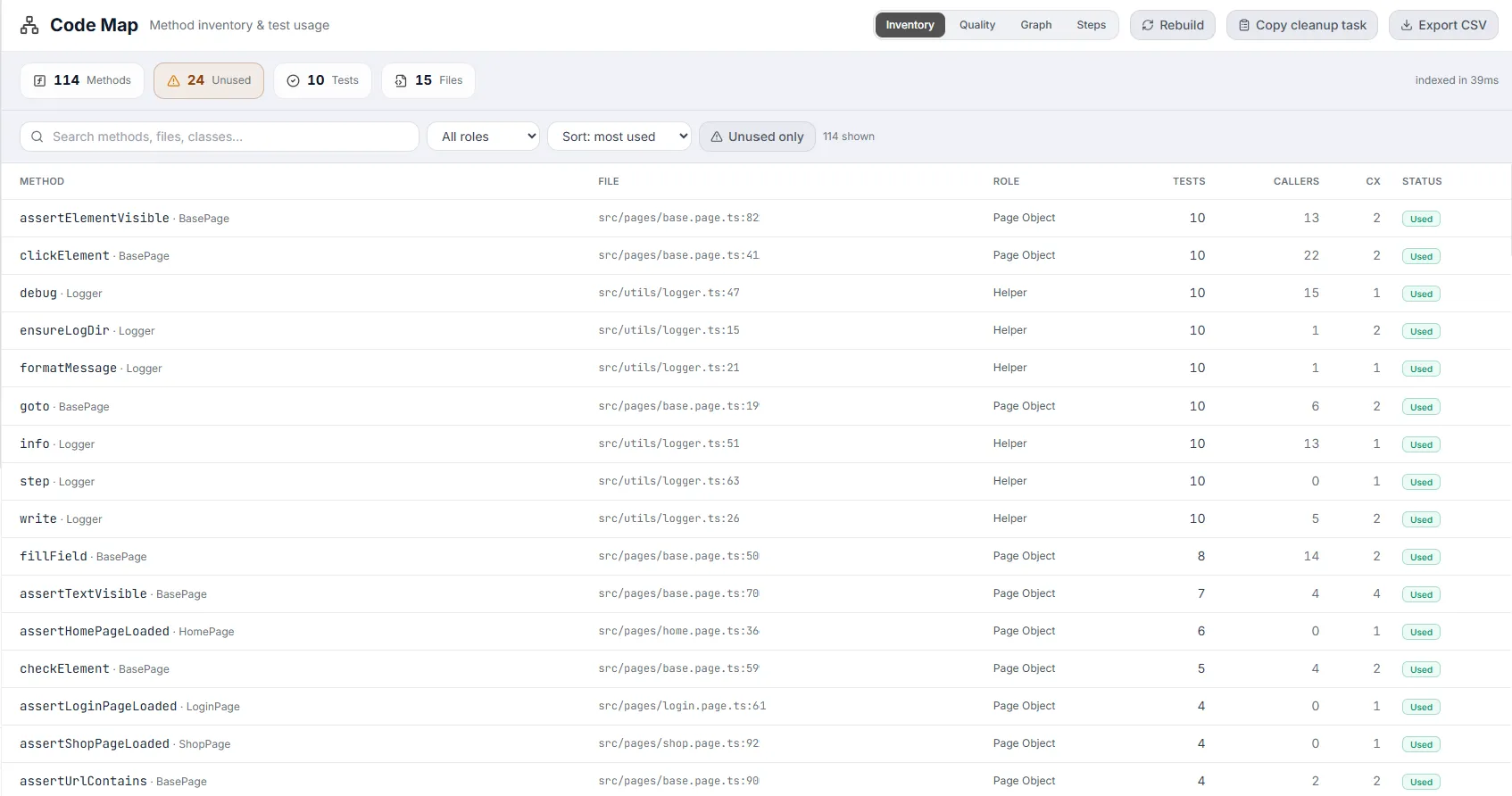 Project Explorer screen overview