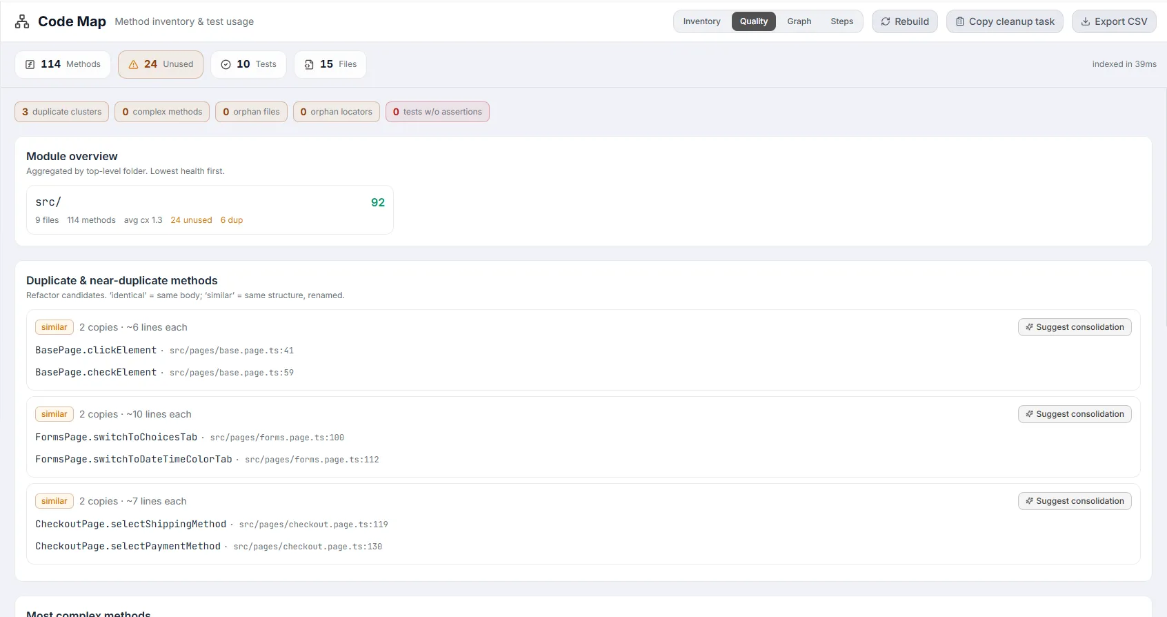 Project Explorer screen overview