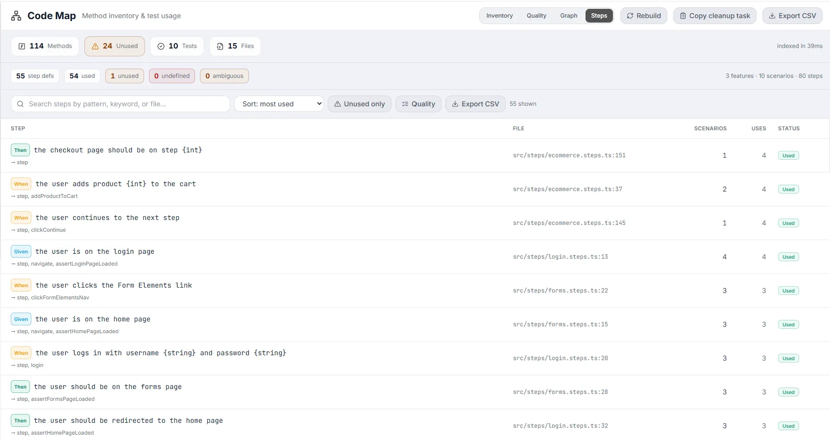 Project Explorer screen overview
