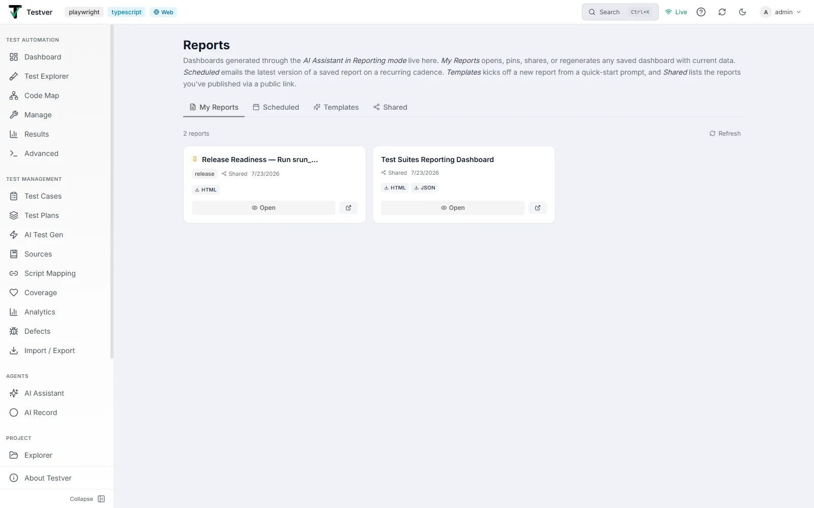 The My Reports tab