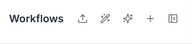 Workflows sidebar header with the Import, AI Generate, From Template, New Workflow and collapse buttons