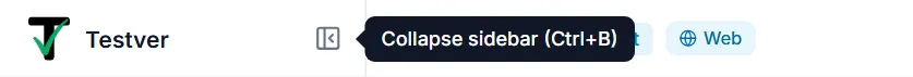 Tooltip on the header's sidebar button reading Collapse sidebar (Ctrl+B)